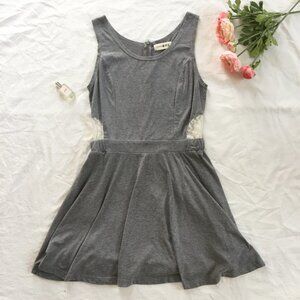 Gray Mini Dress With Lace Details